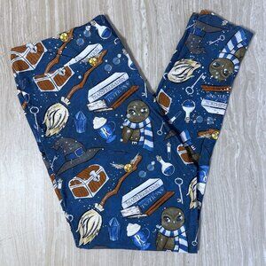 Ravenclaw Themed Blue Wizard House Print Black Soft Leggings